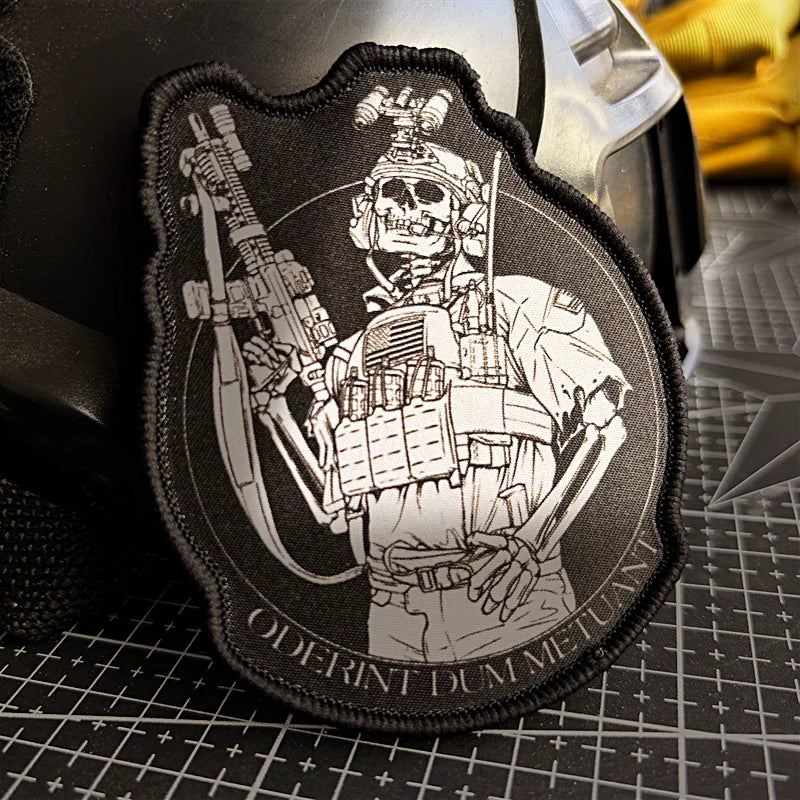 American Skull Soldier Tactical Patch Army Rifleman Morale Badge Printing Hook & Loop Patches Military Armband Backpack Sticker