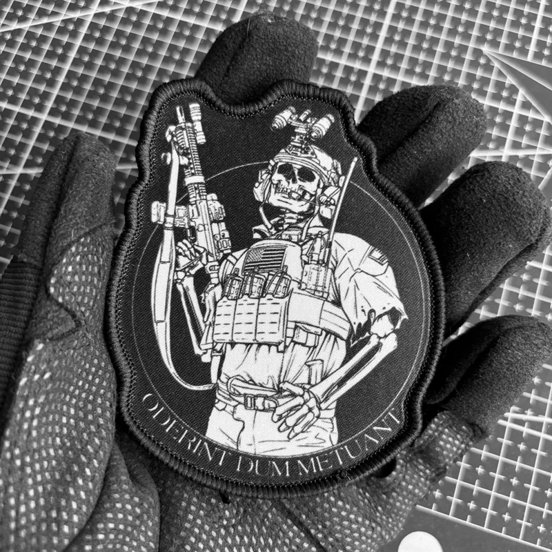 American Skull Soldier Tactical Patch Army Rifleman Morale Badge Printing Hook & Loop Patches Military Armband Backpack Sticker