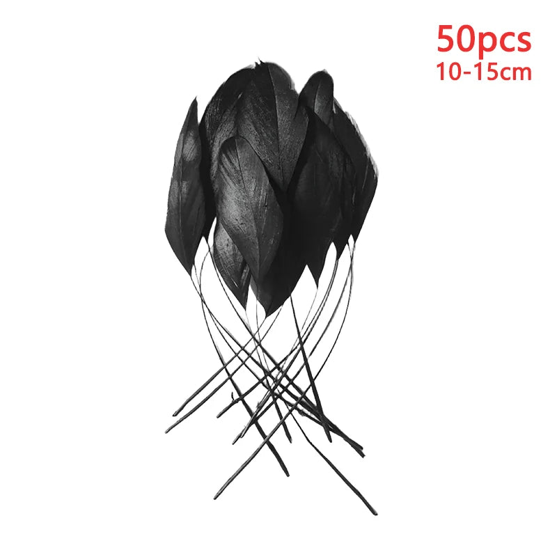 10-15cm Long Large Feathers For Crafts Black 50pcs Decoration Goose Plumas Small Massage Easter Creative Leisure Carnival Salon