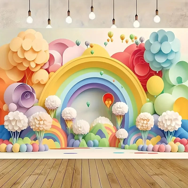 Pink balloons rainbow theme backdrops Photography backdrops Living room decoration photo backdrops