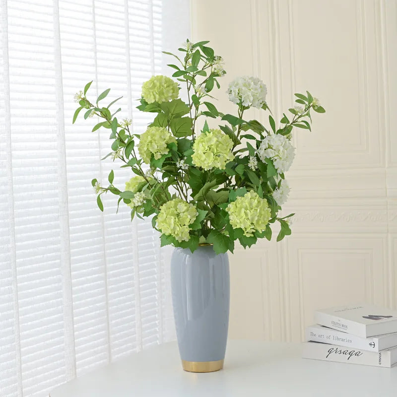 3 Heads Artificial Hydrangea Bouquet Faux Silk Hydrangea Flowers Summer Floral for Home Wedding Table Centerpiece Party Decor