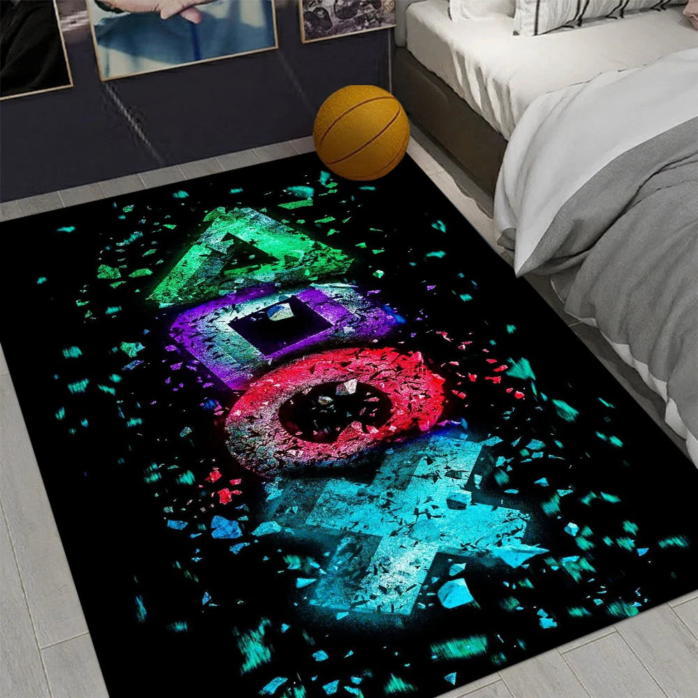 3D Cartoon Gamer Game Controller Area Rug,Carpet Rug for Living Room Bedroom Sofa Doormat Decoration, Play Non-slip Floor Mat