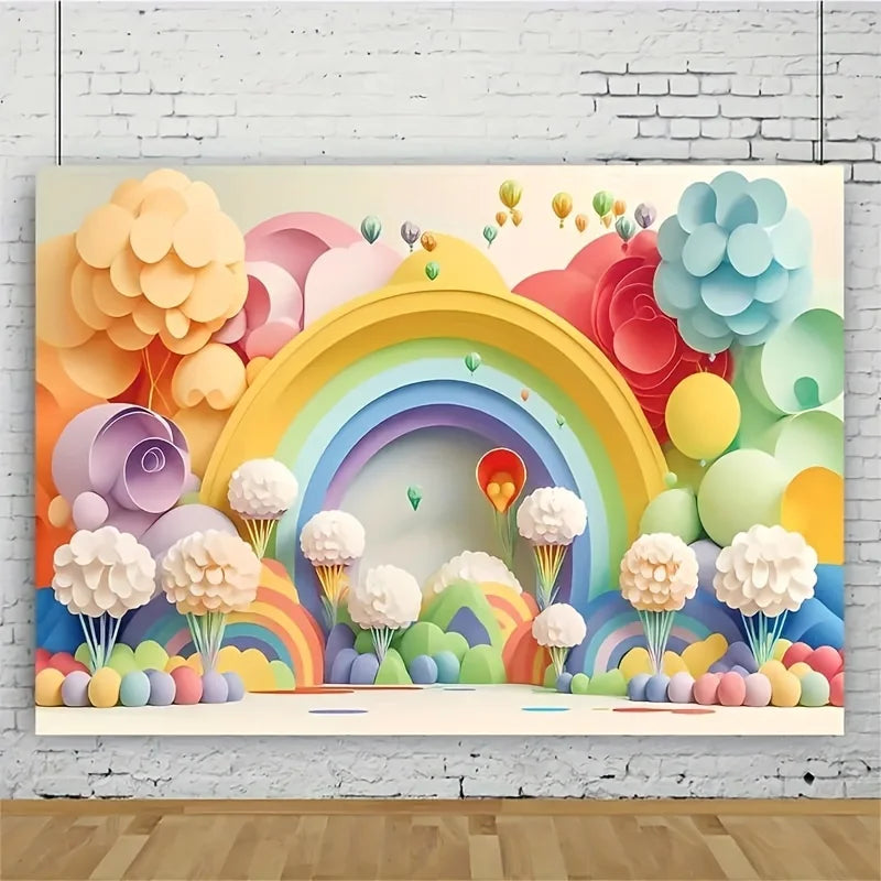 Pink balloons rainbow theme backdrops Photography backdrops Living room decoration photo backdrops
