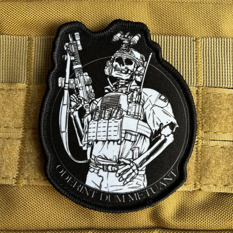 American Skull Soldier Tactical Patch Army Rifleman Morale Badge Printing Hook & Loop Patches Military Armband Backpack Sticker