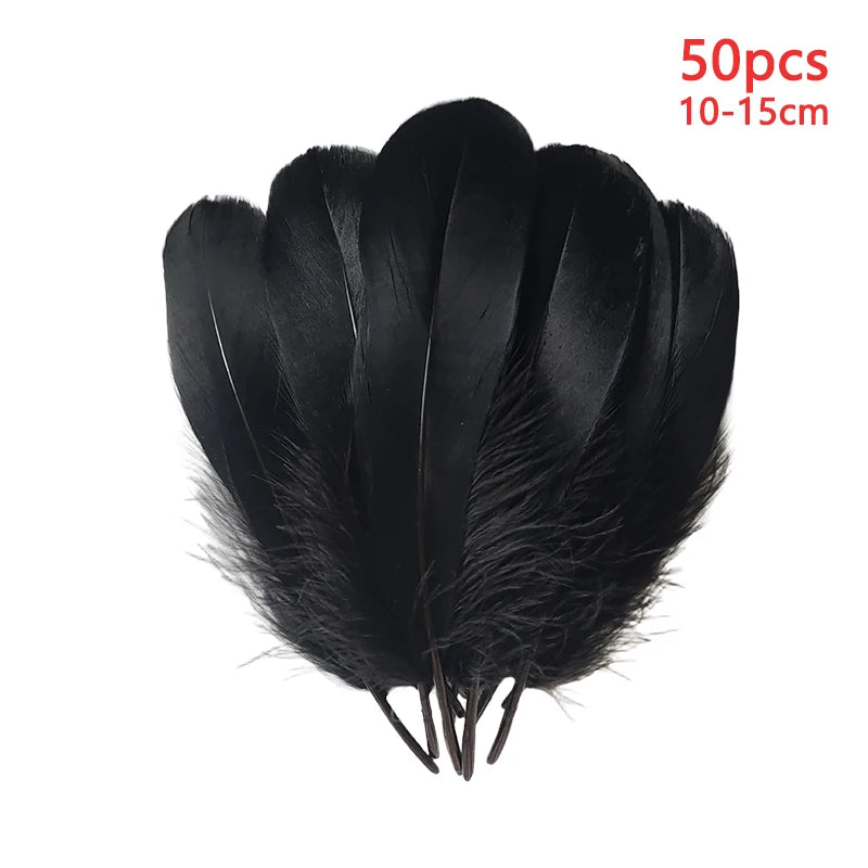 10-15cm Long Large Feathers For Crafts Black 50pcs Decoration Goose Plumas Small Massage Easter Creative Leisure Carnival Salon