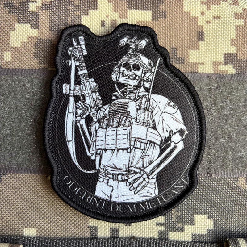 American Skull Soldier Tactical Patch Army Rifleman Morale Badge Printing Hook & Loop Patches Military Armband Backpack Sticker