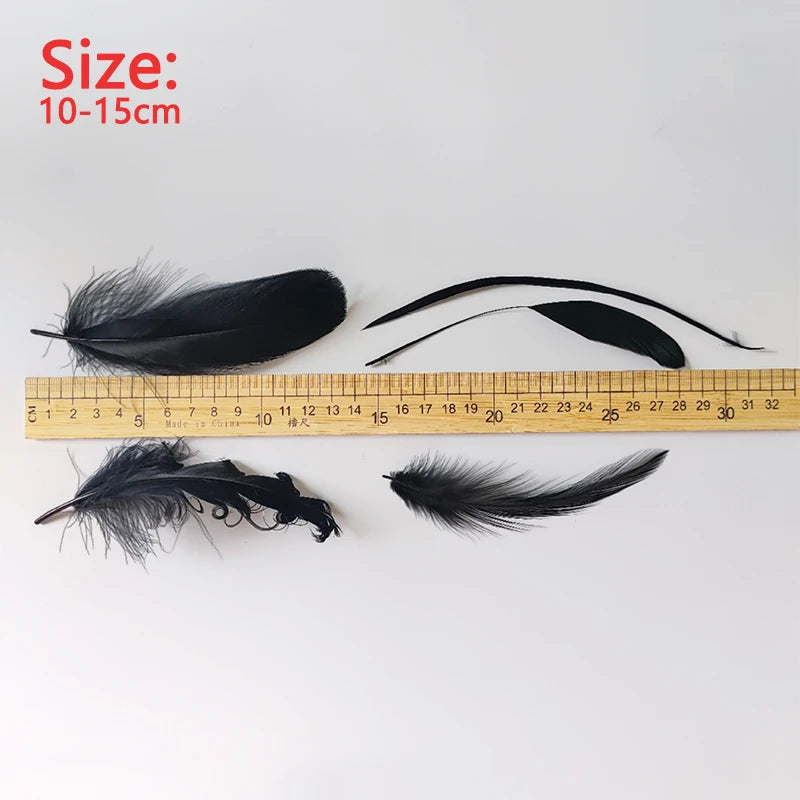 10-15cm Long Large Feathers For Crafts Black 50pcs Decoration Goose Plumas Small Massage Easter Creative Leisure Carnival Salon