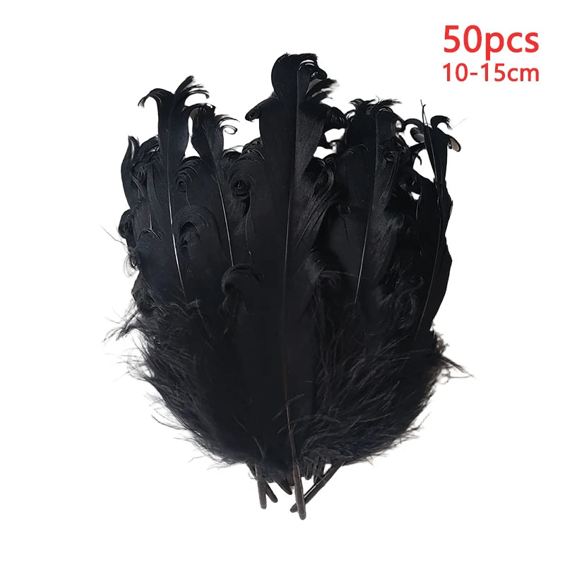 10-15cm Long Large Feathers For Crafts Black 50pcs Decoration Goose Plumas Small Massage Easter Creative Leisure Carnival Salon